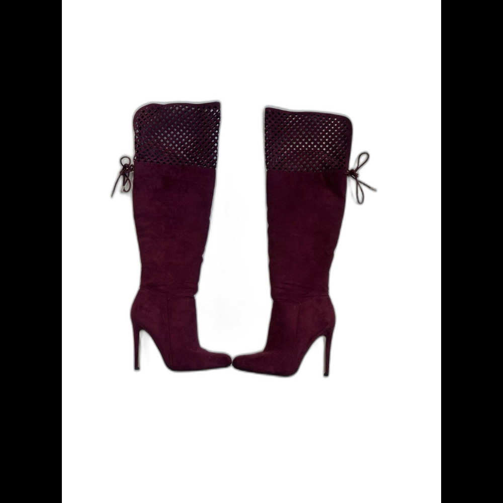Shoe Dazzle Maroon Thigh High Boots Size 9 Pre-owned